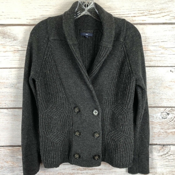 GAP Sweaters - Gap Charcoal Gray Double Breasted Cardigan Sweater